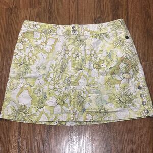 Title Nine Skirt Womens 12 Watercolor Floral Brash Athletic Mini Cotton Green
